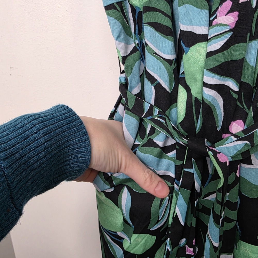 NEW Ava & Viv Black Green Blue Floral Tropical Sleeveless‎ Midi Dress Size 3X - Picture 7 of 8